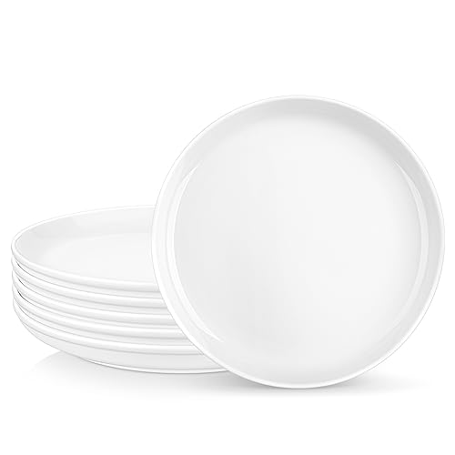 MALACASA REGULAR Assiettes à Dessert Rondes en Porcelaine, Petite Assiettes Blanches 21,5 cm pour Tapas Gâteau Frites, Lot de 6 Assiettes Service de Table,...