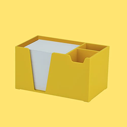 Acrimet Desktop Organizer Pencil Paper Clip Caddy Holder (Plastic) (With Paper) (Solid Yellow Color) #TOP1
