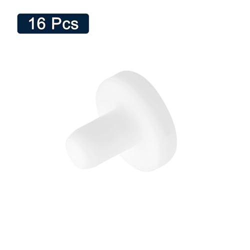 Image of uxcell 16 Pieces White Rubber Stopper, 5mm Plug Holes for 4.5-4.8mm /0.18-0.19 inch Hole