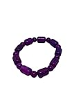 Natural Sugilite Gemstone Round and Barrel Beaded Stretch Bracelet