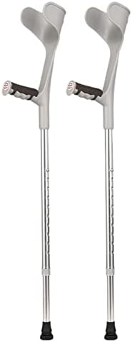 Forearm Crutches Adult, Extendable Open Cuff Crutches, Ergonomic Adjustable Walking Aids, for Seniors Disabled Elderly with Heights 4'7" - 6'1" (Color : Black) (Silver)