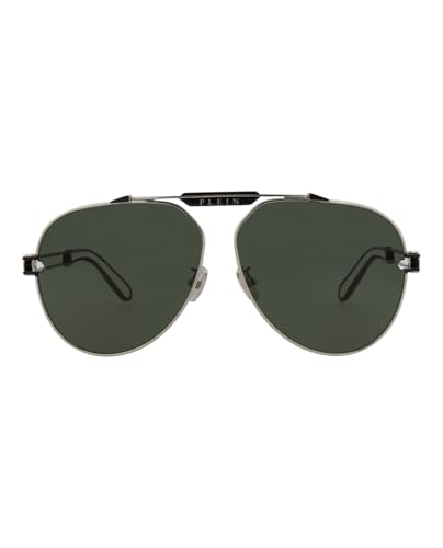 Philipp Plein SPP048M 0583 Palladio C/Parti Nero Lucido Sunglasses Man Titanium, Aviator, 62