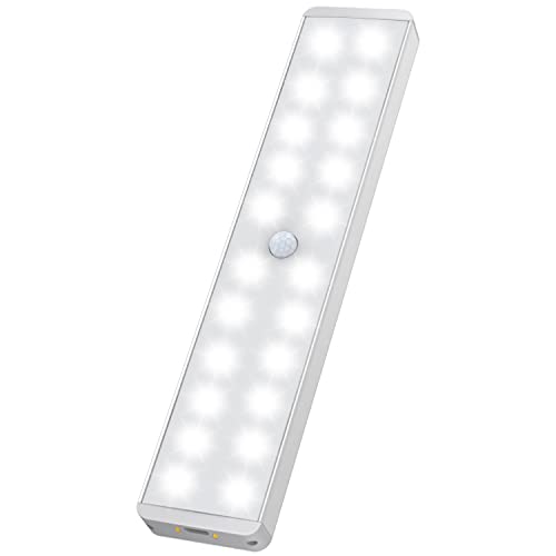 LED Closet Light, 24-LED Rechargeable Motion Sensor Closet Light Under Cabinet Wireless Stick-Anywhere Night Light Bar with Battery for Stairs,Wardrobe,Kitchen (1 Pcs)