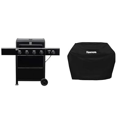 Kenmore 4-Burner 53,000 BTU Gas Grill Bundle with Side Burner and 56" Weatherproof Grill Cover