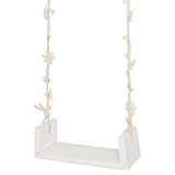 GARIOUANS Holzschaukel Babyfotografie Requisiten Neugeborene Fotoprop Holz Schaukel mit Blumenakzent Vielseitig für Fotoshooting und Wohnkultur