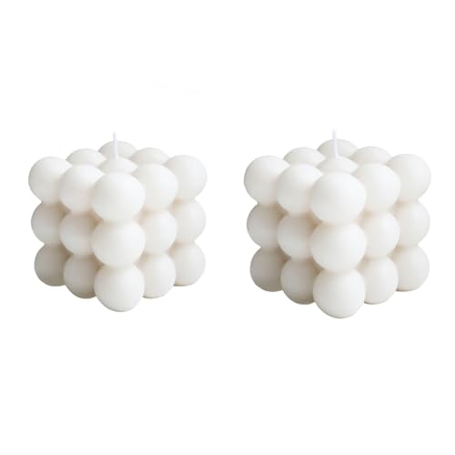 Duftkerze in Würfelform,2 Stück Weiß Bubble Kerze Candle,Sojawachs Kerzen Handgefertigt Duftkerze Aromatherapie Kerze für Dekoration Aesthetic für Schlafzimmer,Badezimmer,Dekoration