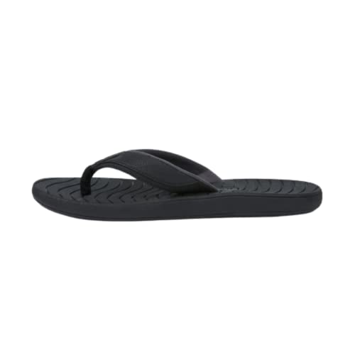 Hari Mari Brazos II Men's Flip Flops - Premium Rubber Water-Resistant Beach Sandals with Comfortable Memory Foam Leather Straps and Arch Support- Black,Size 9