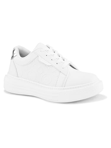 Stanphord Women’s White Platform Sneakers | Casual Lace-Up Chunky Shoes for Women | Comfortable Walking Fashion Sneakers - WTPLR 4035 White-5