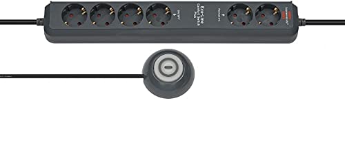 Brennenstuhl Eco-Line Comfort Switch Plus regleta enchufes con 6 Tomas de Corriente (Cable de 1,5 m, Interruptor de Mano/pie) Antracita
