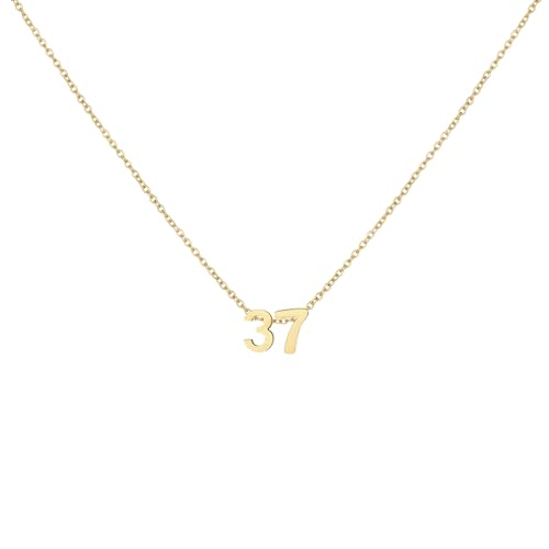 LOXUAKAM Number 37 Necklace for Women Charm Pendant Necklaces Dainty Birth Month Stainless Steel Necklace Personalized Jewelry Birthday Gift for Her