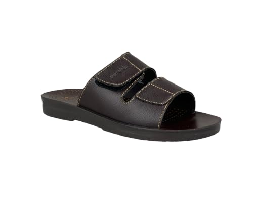 Image of AEROBLU Comfortable Flat Slippers for Men | Dual Adjustable Velcro Strap | Anti SKid & Lightweight Slip-On Flats for Indoor & Outdoor use