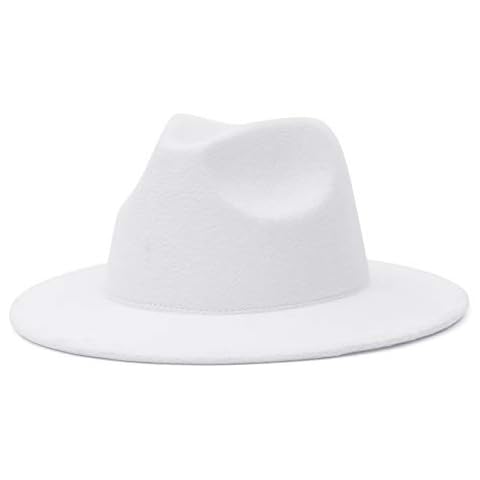 GEMVIE Men’s Classic Panama Fedora Hat Warm Wide Brim Unisex Trendy Fedora Jazz Cap White Cover