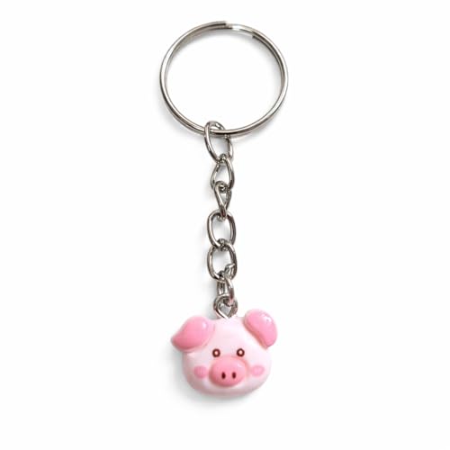 Promotech Porte-clés mignon mini cochon - Design animal mignon en plastique avec chaîne en acier inoxydable - Porte-clés amusant pour les amoureux des...