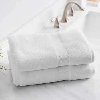 Image of Global Home 100% Cotton Bath Towel II 500 GSM II White II 140 X 70 cm - 2pc Set for Gym, Kitchen, Home, Bathroom or Spa, Wash Basin, Hotel