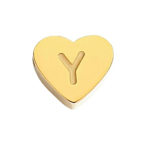 TBSKUY Ciondolo a forma di cuore con iniziale del nome, per collane, collana in acciaio inossidabile 316L per donne, bracciale, orecchini, gioielli - YP32699 - Colore argento Y