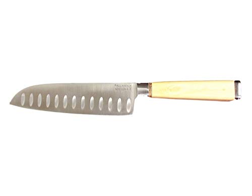 Pallares Solsona Cuchillo Santoku Mango De Boj, Acero Inoxidable Forjado 17cm.Regalo Piedra Deafilar