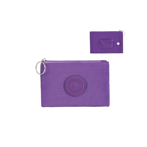 Women's Zip ID Case Wallet Mini Storage Bag for Coin Small Change Wallet with card slot Purple