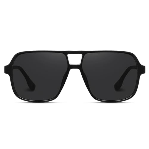 Classic Retro Aviator Sunglasses for Women Men Oversized Trendy Square Vintage Double Bridge Aviators Shades FZN821