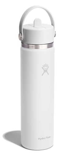 Image of Hydro Flask Water Bottle - Insulated Stainless Steel - Wide Straw Lid, Non Spill, Leakproof in 24 Oz Tonal White