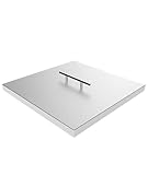 AJinTeby Fire Pit Lid Fits 24" x 24" Drop-in Fire Pit Pan, 27" x 27" Stainless Steel Fire Pit Burner Cover, Fire Pit Cover Rectangular Burner Pan