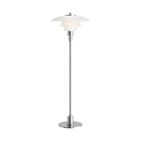 LIGHTLAND Modernist Floor Lamp, Bauhaus Style Bedside Lamp, White Glass Lamp Shade and Chrome Lamp Body, Decorative Floor Lamp, Modern Floor Lamp for Living Room, Bedroom, Study (White + Chrome) Cover
