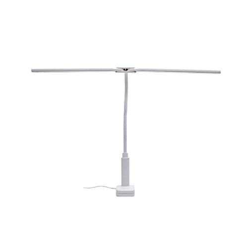 Lampes De Bureau Double Pliable Tête LED, Clip-on Double Interrupteur Protection des Yeux Lampe De Table des USB-Charge Pliable pour Maison/Chambre/Bureau Chevet Lampe De Lecture—Blanc