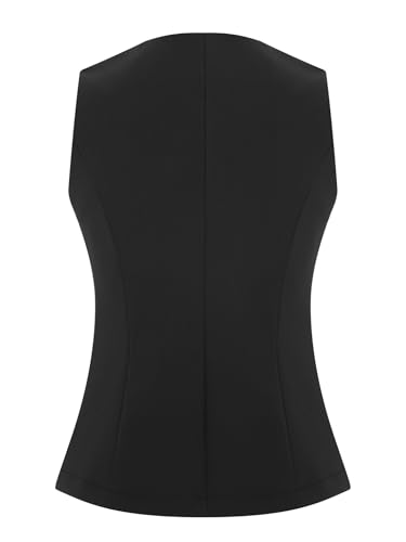 YEAHDOR Womens Vest Sleeveless Button Down Vest Tops Crew Neck Casual Dressy Waistcoat Business Outfits Suit4