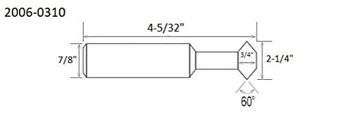 Image of HHIP 2006-0310 60 Degree M42 Cobalt Double Angle Cutter 2-1 /4 inch Cutter Diameter, 3 /4 inch Cutter Shank, 7 /8 inch Shank Diameter, 4-5 /32 inch OAL