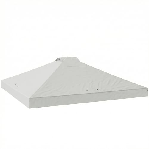 Outsunny Toldo de Pérgola de Recambio 3x3 m Techo de Repuesto para Carpa Plegable de Jardín de Tela Oxford 210D con 8 Orificios de Drenaje y Doble Ventilación Protección UV 50+ Solo TOLDO Blanco