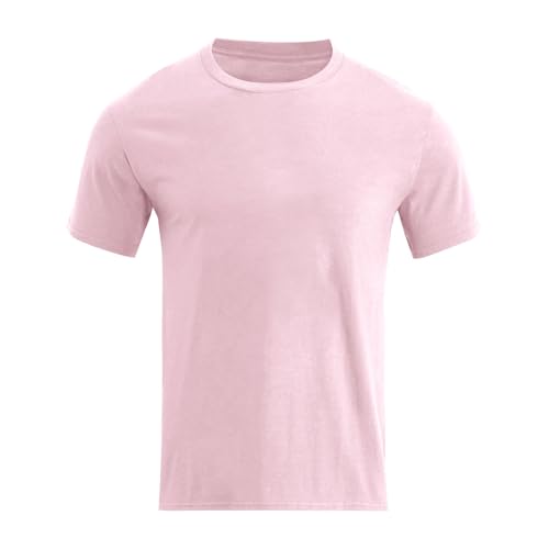 Camiseta lisa para hombre, 100 % algodón, ajuste delgado, cómoda camiseta básica, manga corta, camiseta casual de color sólido, paquete múltiple disponible, cuello redondo, ligera, para entrenamiento