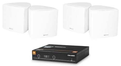 Audiosavings Bundle: (1) JBL CSA 2120 2 x 120w 2-Channel Power Amplifier Commercial Amp 4 Restaurant/Bar Bundle with (4) Cube by Rockville of 3.5