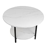 TOYSINTHEBOX Round Coffee Tables, Accent Table Sofa Table Tea Table with Storage 2-Tier for Living R