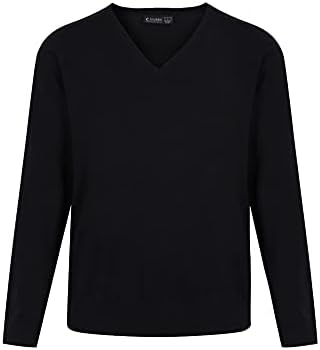 Trutex Plain V Neck Jumper 100% Cotton Unisex Girl's Boy's Kids Size Age 3-16+ Years, Men's Size XXS to 3XL | Standard Fit Long Sleeve School Jumpers