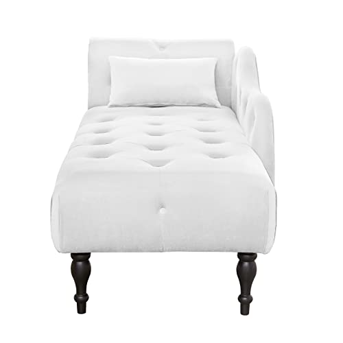 Frithjill Chaise Lounge Chair, Tufted Velvet Upholstered Sleeper Sofa With Solid Wood Legs #TOP2