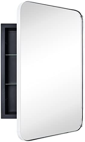 VANA NALA Chrome Recessed Bathroom Mirror Wall Cabinet with Mirror Stainless Steel Frame Medicine Cabinet with Mirror Vanity Mirros for Wall 16 x 24 ''