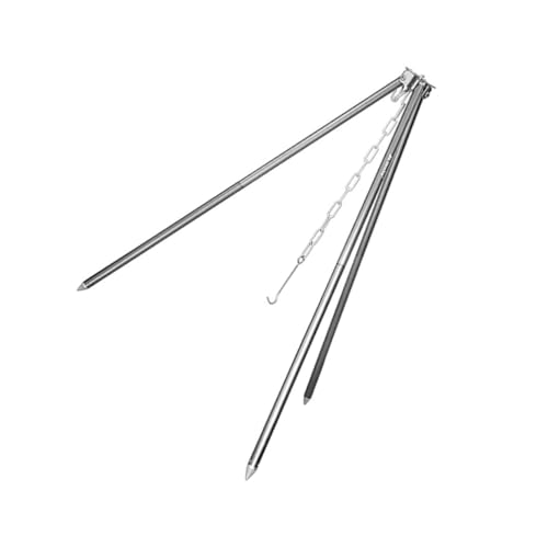 TOGEVAL Soporte para Utensilios de Cocina Camping Ajustable Trípode de Aluminio Ligero y Estable para Fogatas para Colgar Hornos y Ollas Exteriores