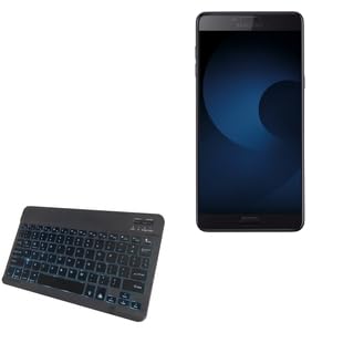 BoxWave Keyboard Compatible with Samsung Galaxy C9 Pro - SlimKeys Bluetooth Keyboard - with Backlight, Portable Slim LED 7 Colors - Jet Black