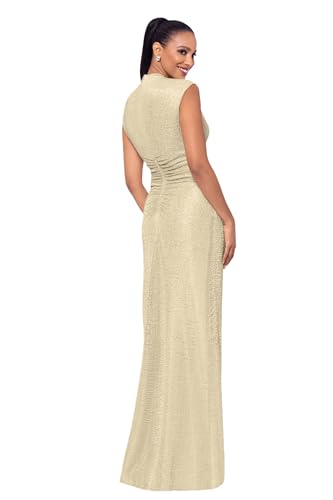 Image of Betsy & Adam Women's Xscape Women's Halter Mock Neck Ruffle Knee Length Dress