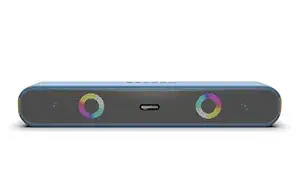 amazon basics X12R 16W Bluetooth Soundbar with 2000 mAh Battery | 2X Bass | Up to 10 hrs of Playback | RGB Lights | Bluetooth 5.3, Aux & USB Connectivity (Blue)