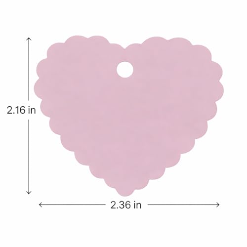Image of CVANU (300-PCS) Decorative Heart Shape Color Paper Tags & Finish Cut Hole for Hanging with Jute Rope for Gift & DIY Crafts| Message Note| Labeling & Writable (2.16x2.36inch) Old Pink