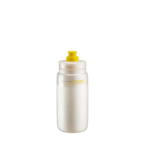 Image of ELITE Fly Tex Maillot Jaune Water Bottle – Official Tour de France Collection White – Ultra-Lightweight Cycling Bottle 550ml