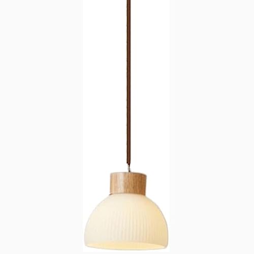 Lampadario moderno in vetro decorativo in legno in stile nordico, personalità Lampada a sospensione in vetro a forma di scodella creativa Paralume, Lampada a sospensione a soffitto con montaggio a