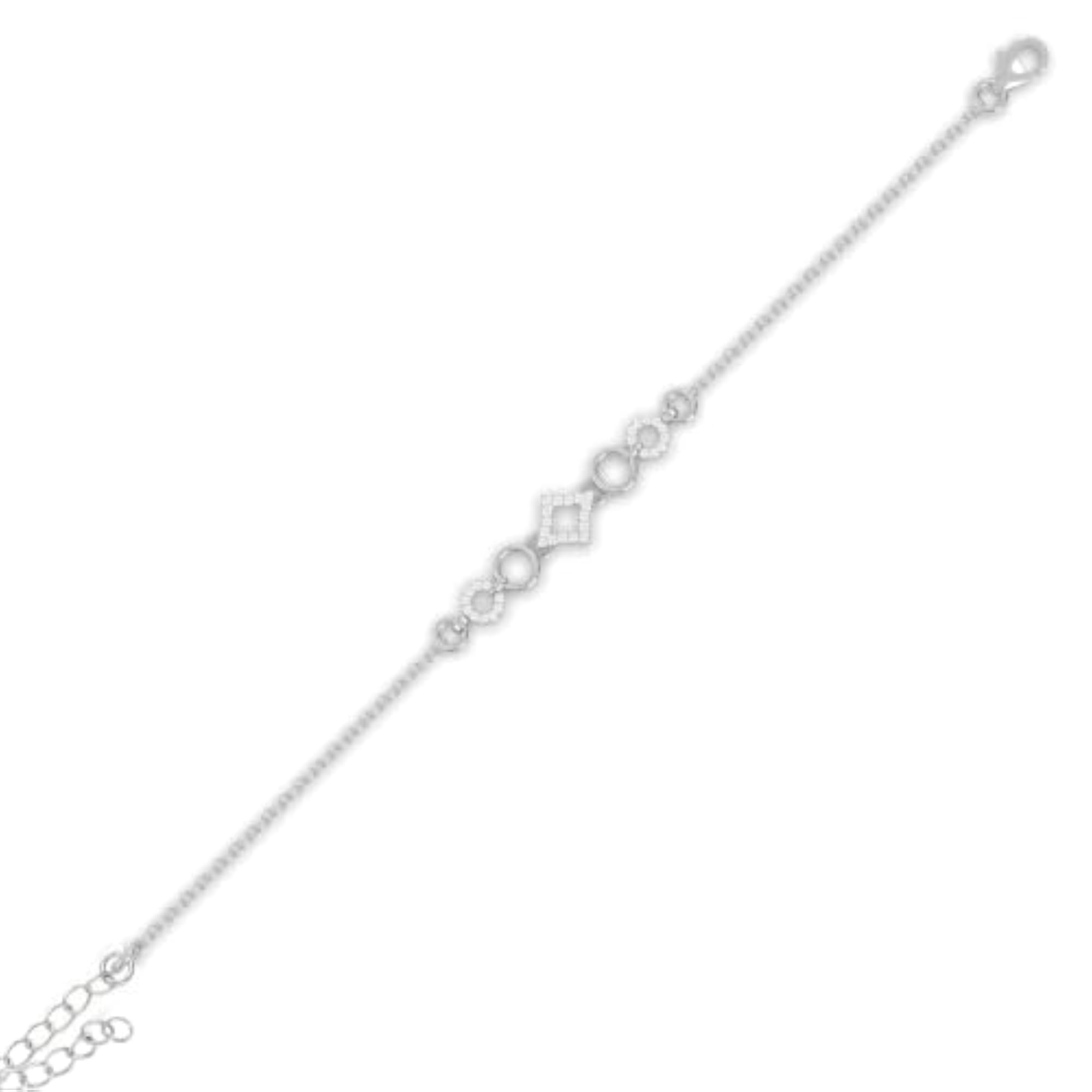 CZ Stone Geometric Halo Bracelet in Solid 925 Sterling Silver