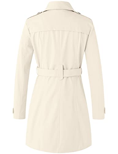 Wantdo Women's Winter Windbreaker Peacoat Slim Fit Long Trench Coat Cream Medium #TOP1