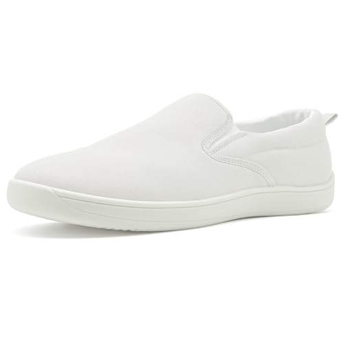 Slip on Shoes for Men, Classic Canvas Casual Shoes Comfortable Flats Men's White Loafers Low Top Sneakers Hands Free