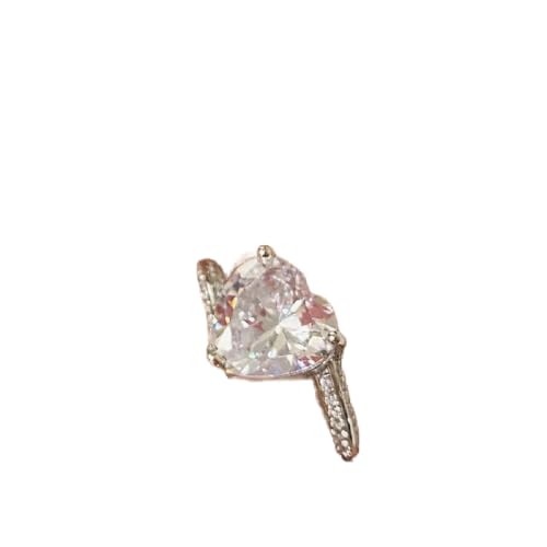 Bague ouverte en argent sterling et cœur en diamant de zircone pour femme