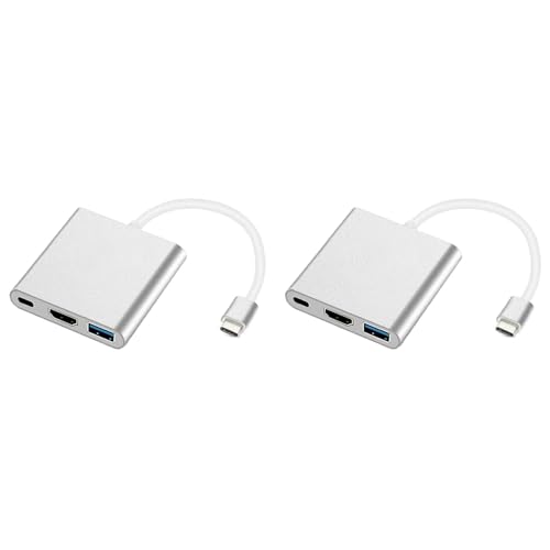 Garilly 2X USB C-アダプター、マルチポートUSB Type C - 4K 、USB3.0およびUSB C電力供給ポートコンバーター互換