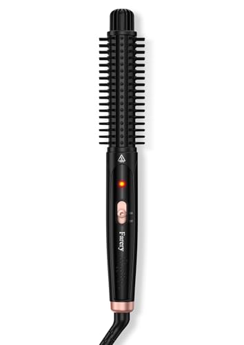 Farery 1 Inch Thermal Brush Curling Iron for Smooth Natural Curls – Anti-Scald Hard Bristles, Lightweight, One-Button Start, Dual Voltage Travel Hair Tool with 360° Swivel Cord, 410°F Fast Heat