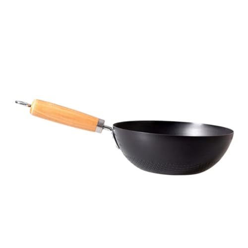 Wok de hierro antiadherente con mango de madera PRETYZOOM miniatura 1