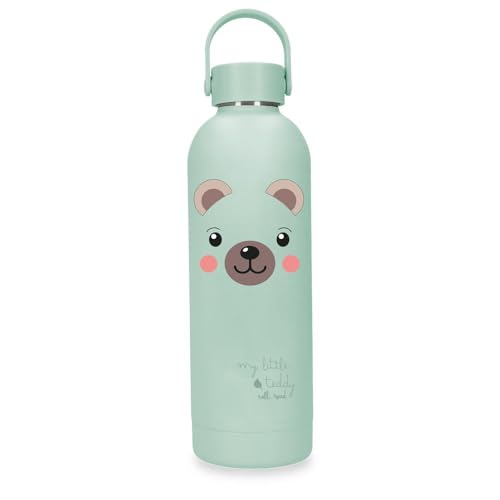 Movom Enjoy My Little Teddy Botella de Acero Inoxidable Verde con Capacidad para 500ml y Medidas 7 x 23 cms Acero Inoxidable